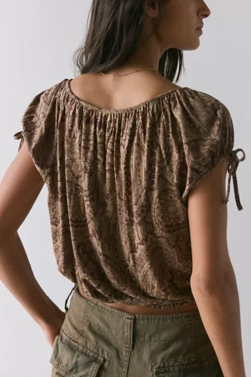 UO Chappel Prairie Scoop Neck Cropped Blouse