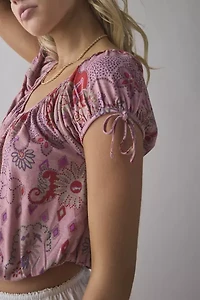 UO Chappel Prairie Scoop Neck Cropped Blouse