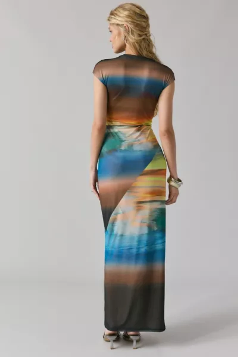 AFRM Cody Cap Sleeve Mesh Maxi Dress