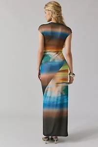 AFRM Cody Cap Sleeve Mesh Maxi Dress