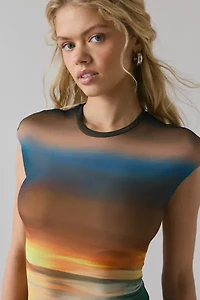 AFRM Cody Cap Sleeve Mesh Maxi Dress