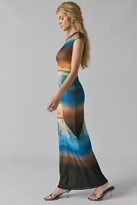 AFRM Cody Cap Sleeve Mesh Maxi Dress