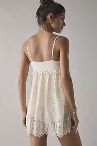 AFRM Aria Sheer Scalloped Lace Babydoll Mini Dress