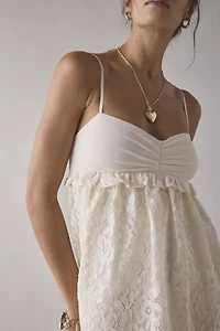 AFRM Aria Sheer Scalloped Lace Babydoll Mini Dress