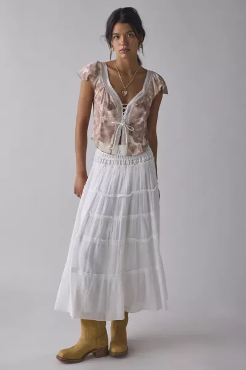Kimchi Blue Cameron Lace Trim Tie-Front Top