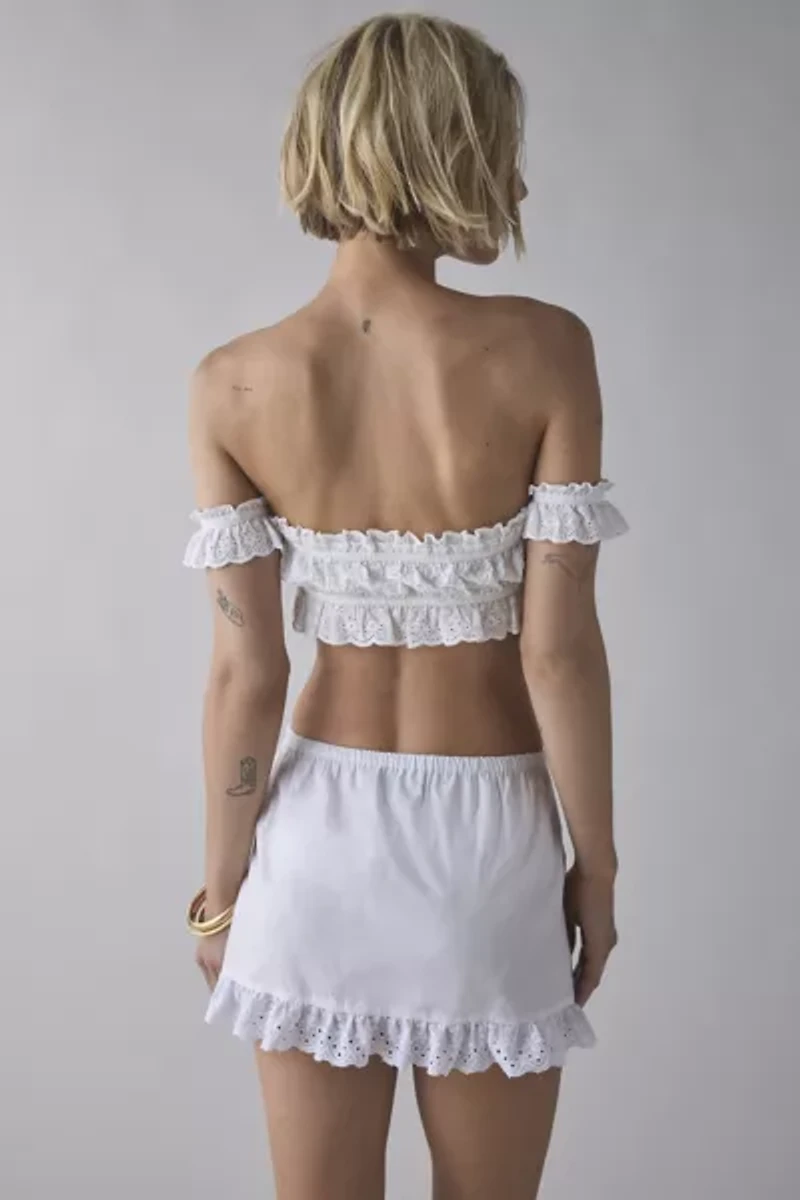 Motel Corazon Cotton Eyelet Lace Trim Mini Skirt