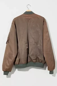 Vintage 1970s Distressed Satin Bomber Jacket