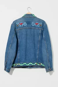Vintage 1990s Custom Beaded Denim Trucker Jacket