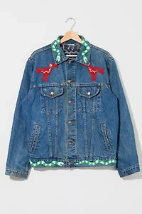Vintage 1990s Custom Beaded Denim Trucker Jacket