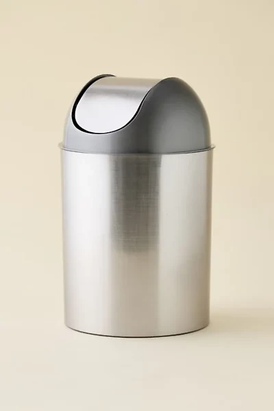 Chrome Swing-Top Lid Trash Bin