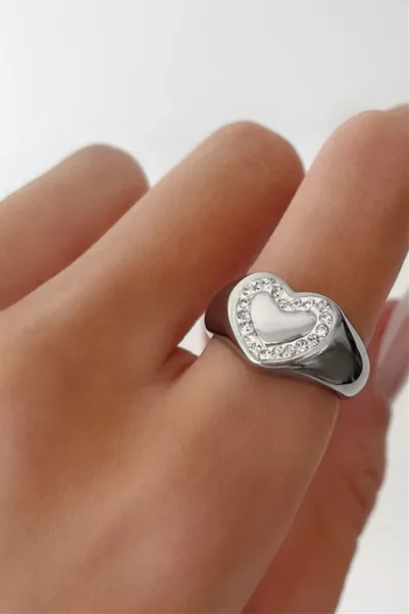Five Fourty Nine LOML Heart Signet Ring