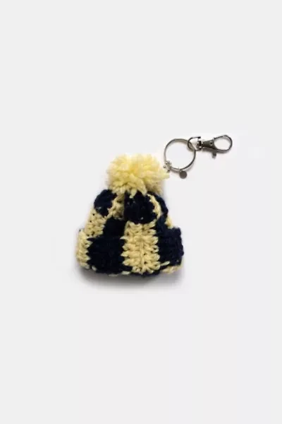 MARVES new york Crochet Checkered Mini Beanie Keychain Bag Charm