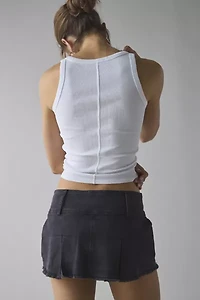 Kimchi Blue Cameron Low-Rise Pleated Denim Micro Skort