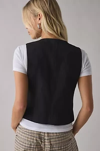UO Adrian Zip-Front Twill Tailored Vest Top