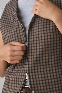 UO Adrian Zip-Front Twill Tailored Vest Top