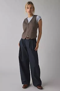 UO Adrian Zip-Front Twill Tailored Vest Top