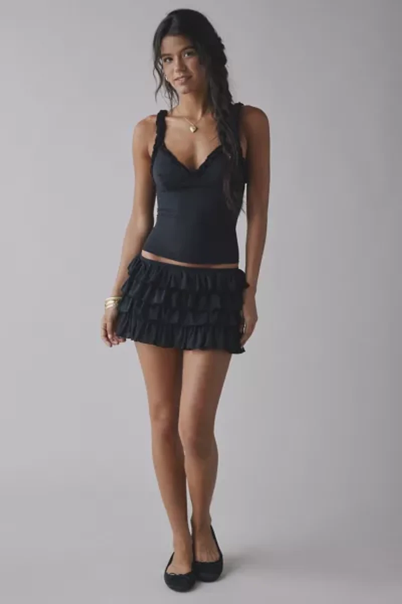 Out From Under Cammy Ruffle Trim Mesh Tank Top