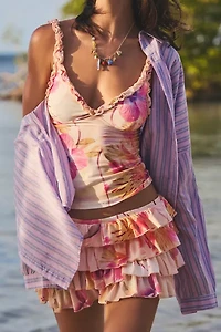 Out From Under Cammy Ruffle Trim Mesh Tank Top