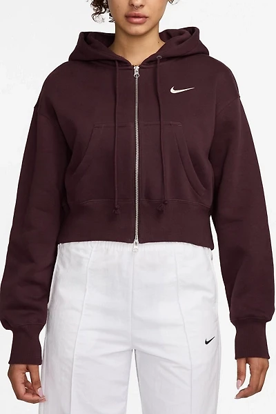 Nike Sportswear Phoenix Fleece Cropped Full-Zip Hoodie Sweatshirt