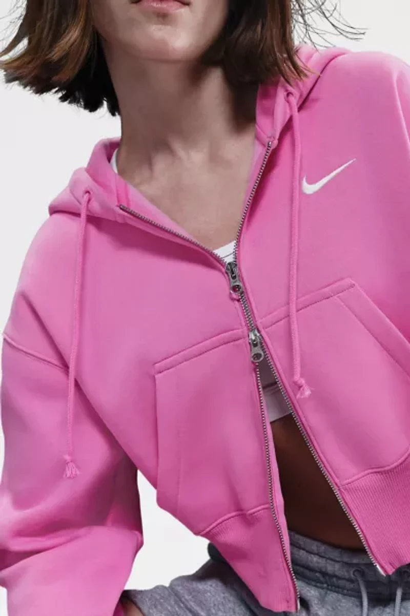 Nike Sportswear Phoenix Fleece Cropped Full-Zip Hoodie Sweatshirt