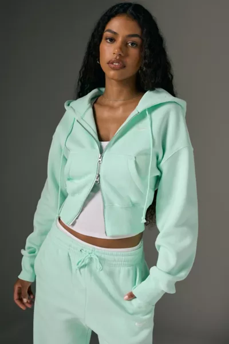Nike Sportswear Phoenix Fleece Cropped Full-Zip Hoodie Sweatshirt