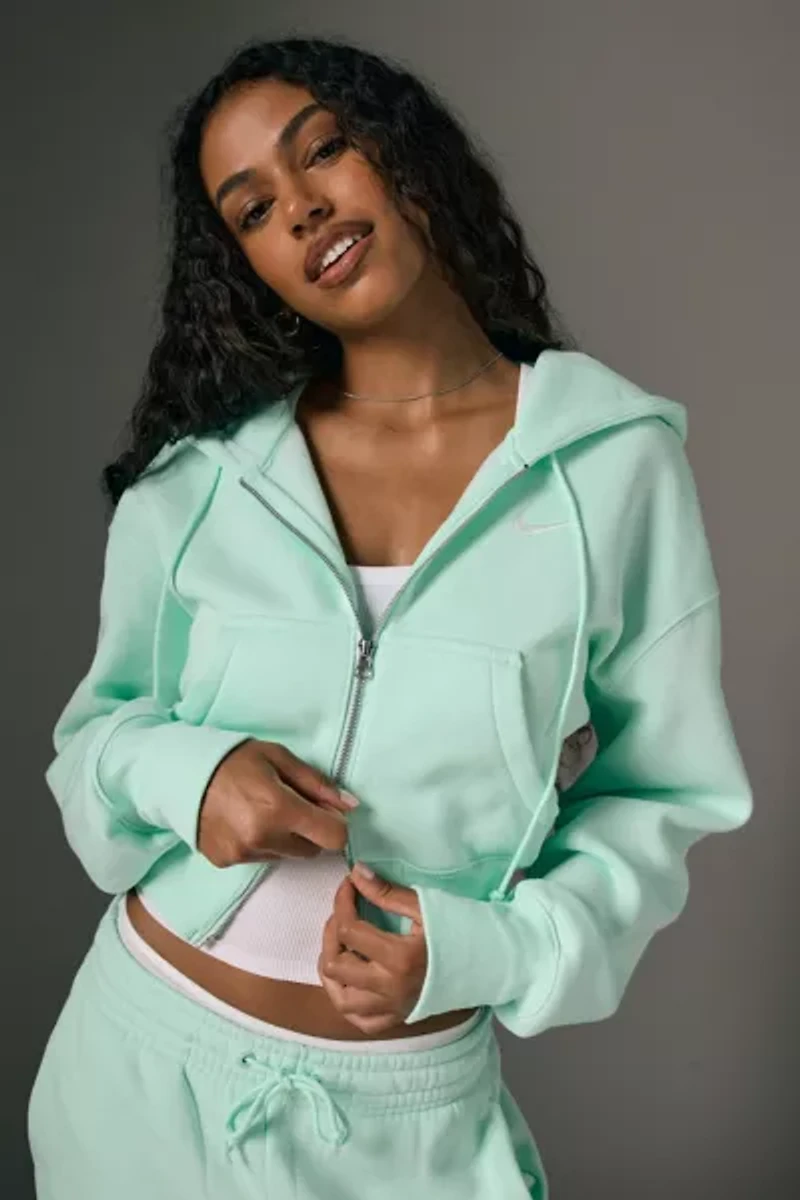 Nike Sportswear Phoenix Fleece Cropped Full-Zip Hoodie Sweatshirt