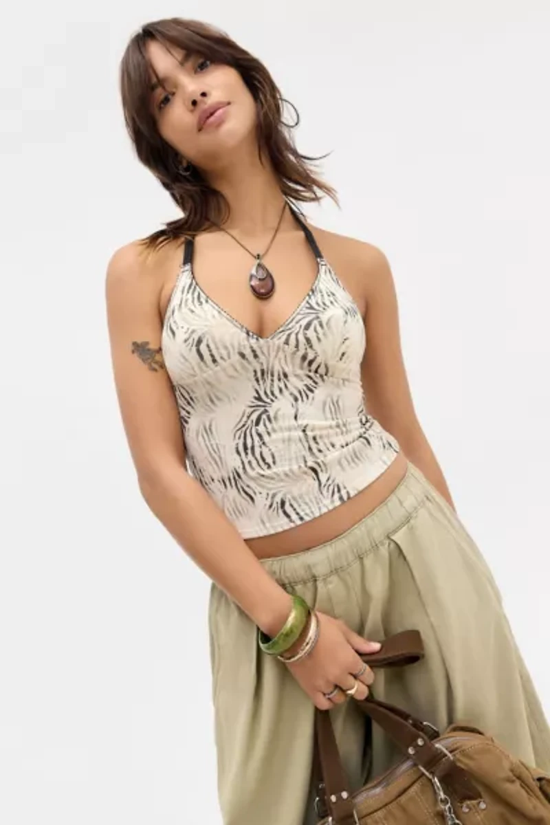 Out From Under Je T'aime Zebra Halter Top