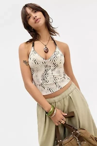 Out From Under Je T'aime Zebra Halter Top