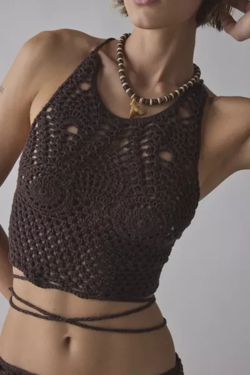 Out From Under Delilah Crochet Lace-Up Bra Top