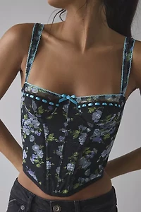 Out From Under Petunia Fields Ribbon Trim Lace Corset Top