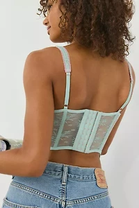 Out From Under Petunia Fields Ribbon Trim Lace Corset Top