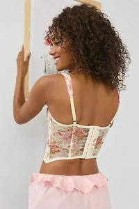 Out From Under Petunia Fields Ribbon Trim Lace Corset Top