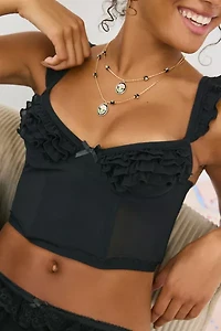 Out From Under Florence Ruffle Mesh Corset Top