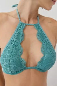 Out From Under Almost Midnight Lace Halter Underwire Bra