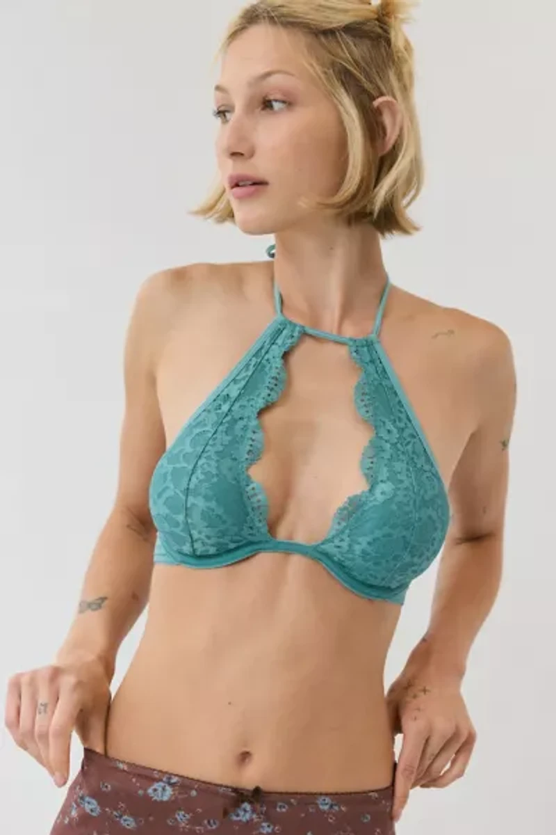 Out From Under Almost Midnight Lace Halter Underwire Bra