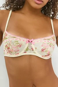 Out From Under Petunia Fields Ribbon Trim Lace Underwire Bra