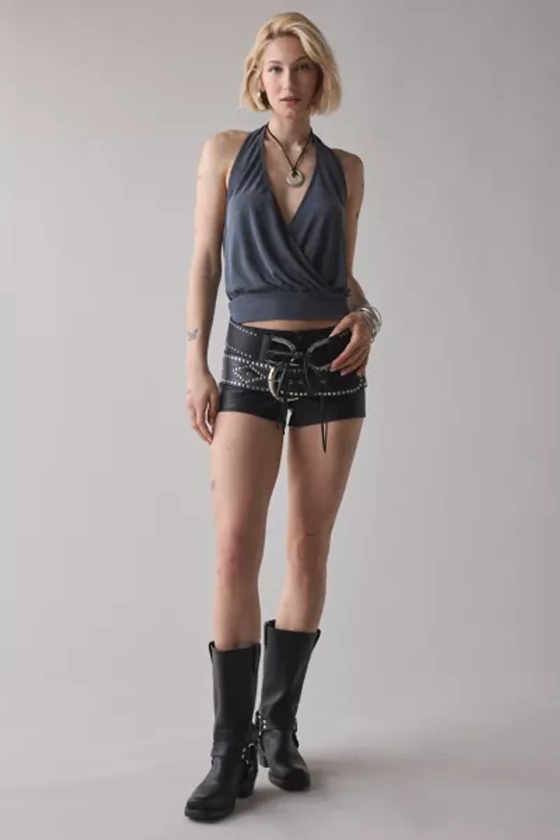 BDG Savannah Wrap-Front Cupro Halter Top