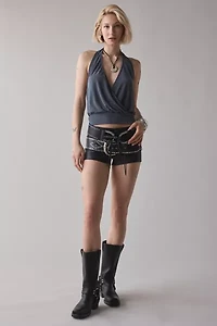 BDG Savannah Wrap-Front Cupro Halter Top