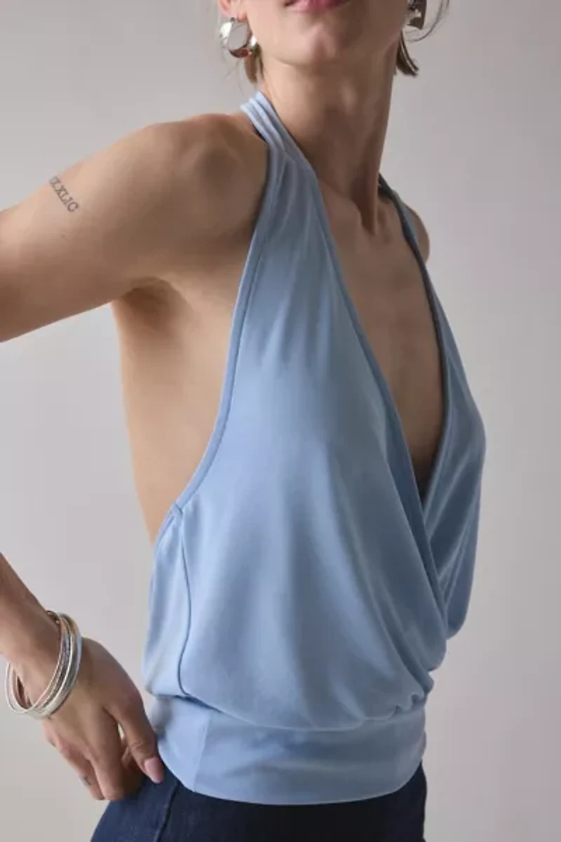 BDG Savannah Wrap-Front Cupro Halter Top