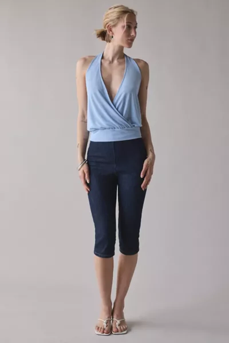 BDG Savannah Wrap-Front Cupro Halter Top