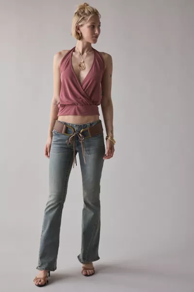 BDG Savannah Wrap-Front Cupro Halter Top