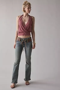 BDG Savannah Wrap-Front Cupro Halter Top