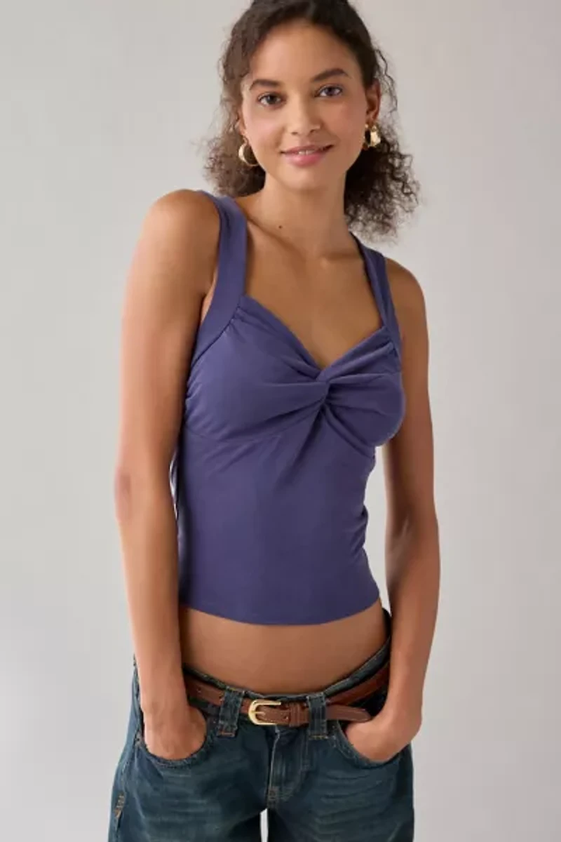 UO Suri Twist-Front Cropped Tank Top