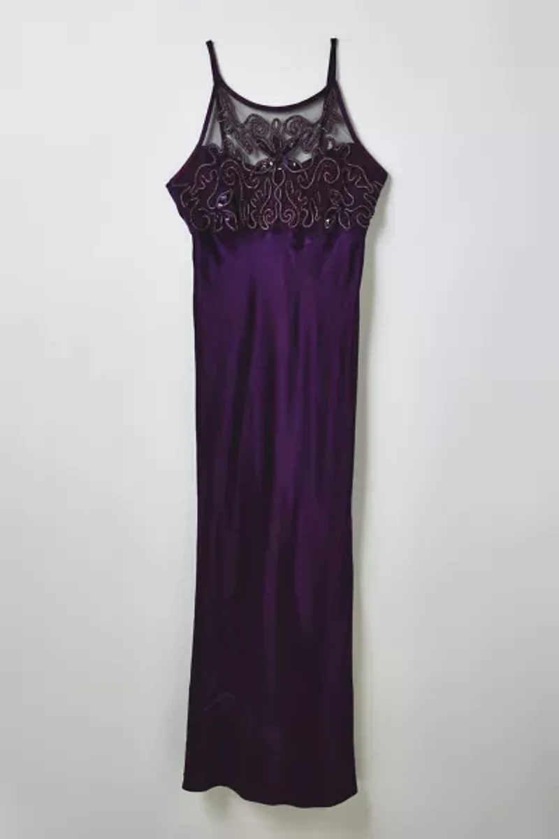 Vintage High-Neck Beaded Prom Dress