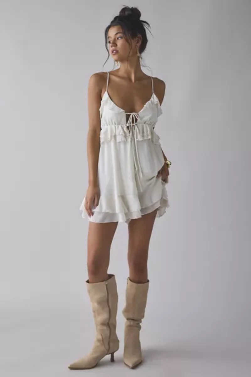 Kimchi Blue Mariah Tie-Front Ruffle Romper