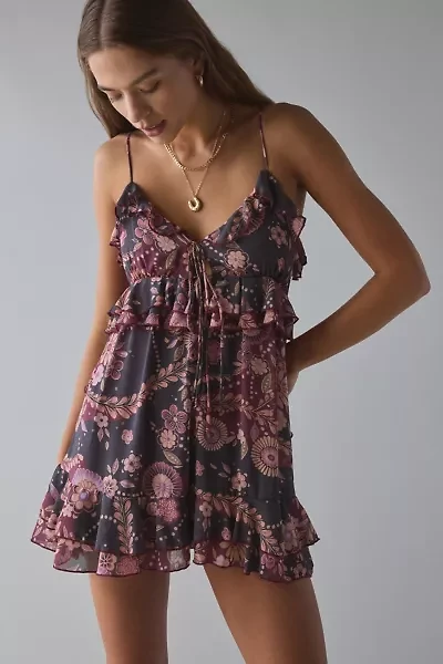 Kimchi Blue Mariah Tie-Front Ruffle Romper