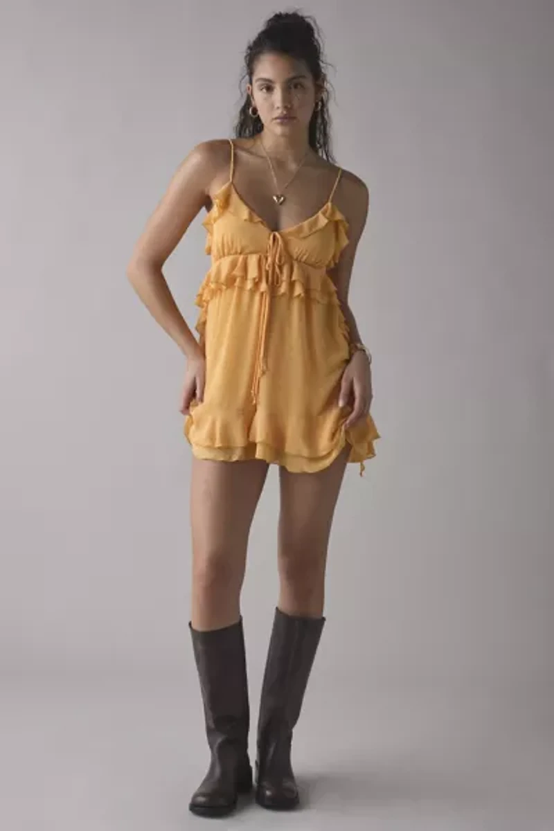 Kimchi Blue Mariah Tie-Front Ruffle Romper