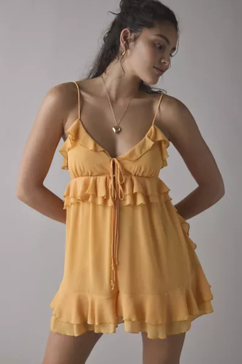 Kimchi Blue Mariah Tie-Front Ruffle Romper