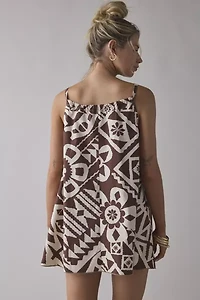 BDG Eva Tie-Front Ruched Strap Trapeze Mini Dress