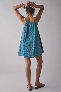 BDG Eva Tie-Front Ruched Strap Trapeze Mini Dress